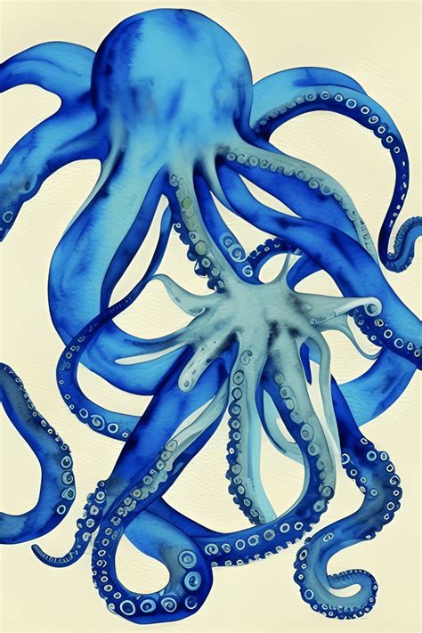 Blue Octopus Background Paintbrushed · Creative Fabrica