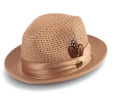 Montique H-34 Mens Straw Fedora Hat Tan | Abby Fashions