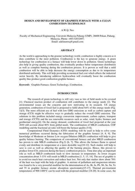 (PDF) DESIGN AND DEVELOPMENT OF GRAPHITE FURNACE WITH A CLEAN ...