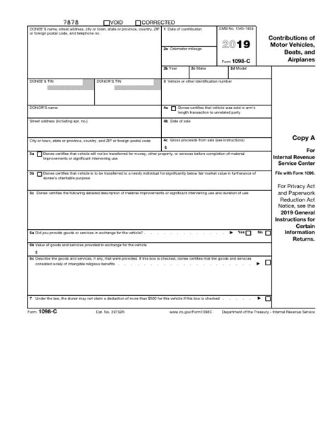 IRS Form 1098-C - 2019 - Fill Out, Sign Online and Download Fillable PDF | Templateroller