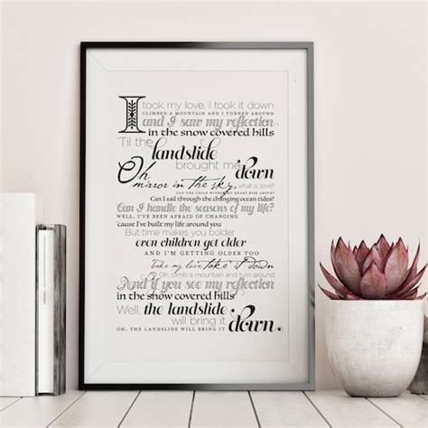 Landslide by Fleetwood Mac Stevie Nicks Lyrics Typography - Etsy