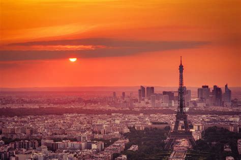 Download Eiffel Tower Building Horizon Sunset Cityscape City France Man Made Paris HD Wallpaper