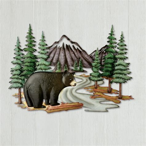 Black Bear Woodlands Scene Metal Wall Art to Give a Northwood's Feel to Any Room - Walmart.com ...