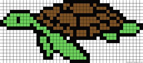 turtle pixel art with grid Baby turtle pixel art – brik - Pixel Art Grid