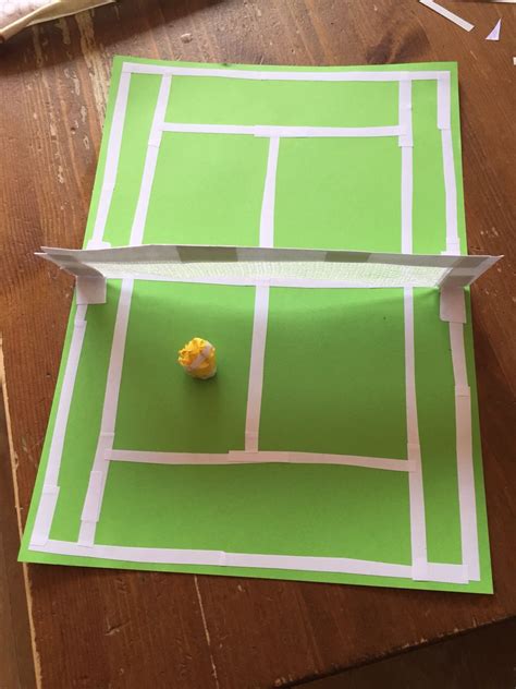 Tennis court made from white stickers, green paper and bandage! Green ...