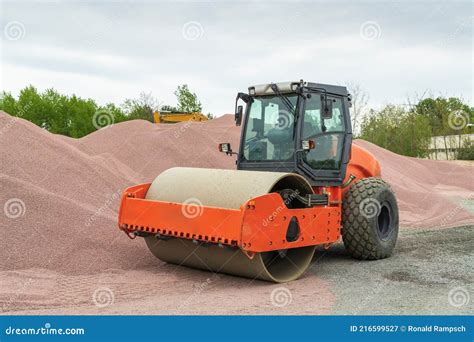 A Road Roller on a Construction Site Stock Image - Image of workplace ...