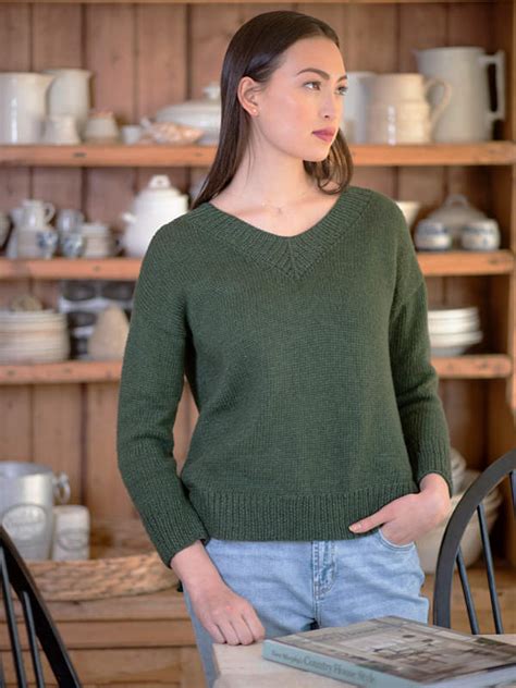 Free Knitting Pattern for a Women's Classic V-Neck Sweater - Knitting Bee