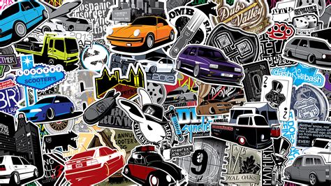 Sticker Bomb Collage Desktop For Data-src - Collage Graphic Design Cars - 1920x1080 Wallpaper ...