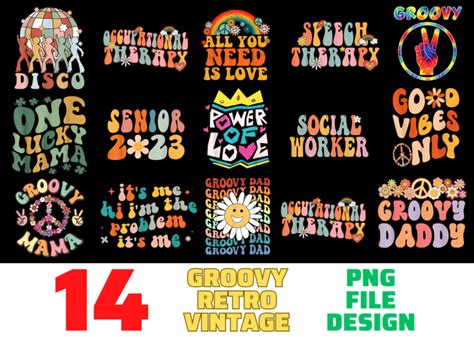 14 Groovy Retro Vintage shirt Designs Bundle For Commercial Use, Groovy ...