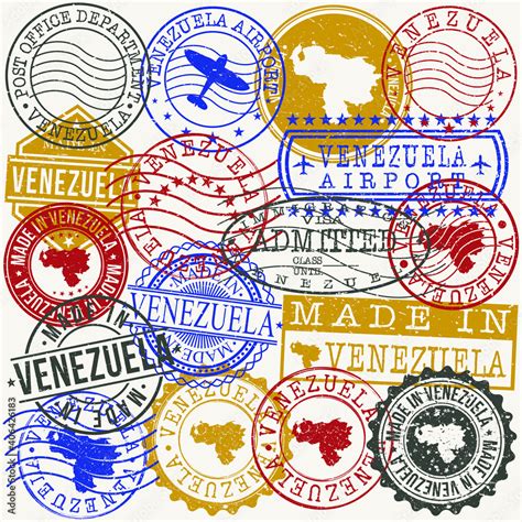 Venezuela Set of Stamps. Travel Passport Stamps. Made In Product ...