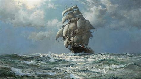 HD wallpaper: paintings ocean ships artwork sail ship montague dawson 1920x1080 Nature Oceans HD ...