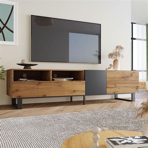 Contemporary TV Stand for 80-inch TVs - Double Storage Space - Modern ...