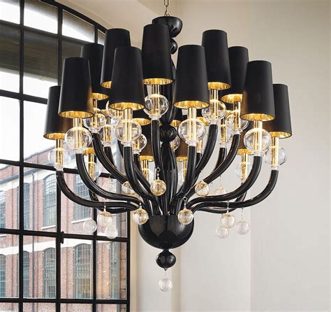 Black Glass Modern Murano Chandelier Black Lampshades