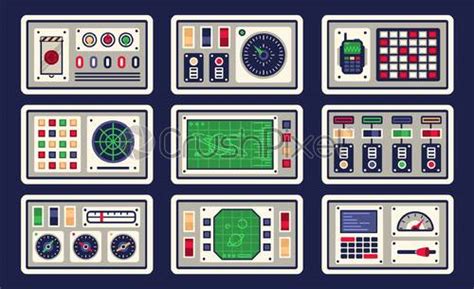 Set of control panel elements for the spaceship - stock vector 2208428 ...