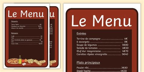 French Restaurant Menu Cover