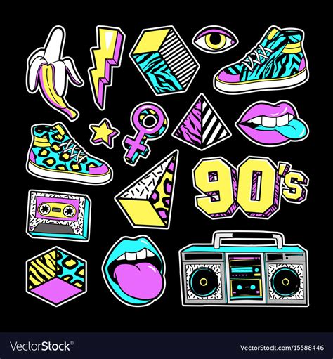 Fashion patches in in 80s-90s memphis style Vector Image