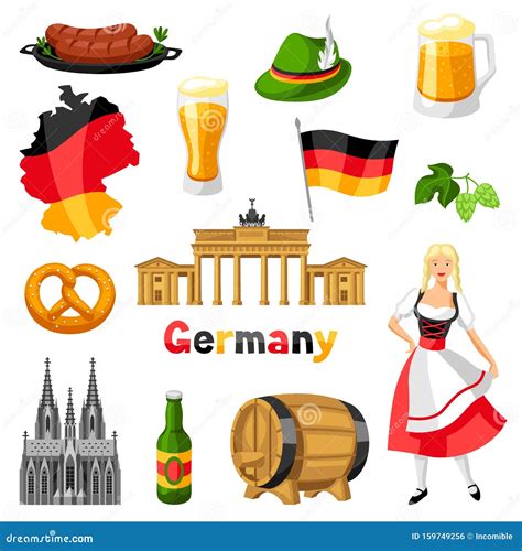 German Icons Set. Germany National Traditional Symbols. Stock Vector ...