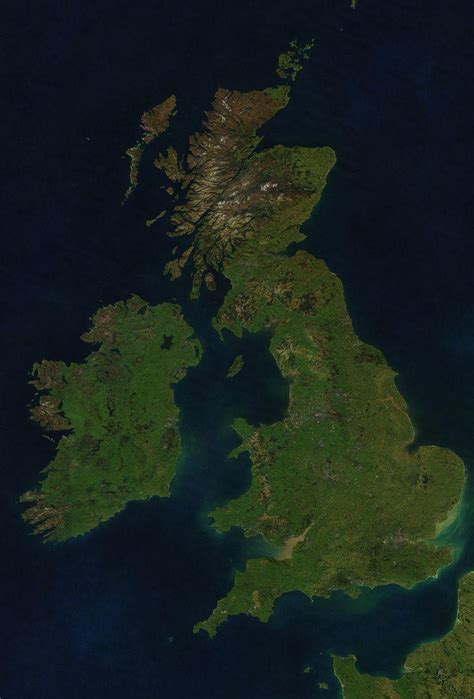 Map of United Kingdom (UK) satellite: sky view and view from satellite ...