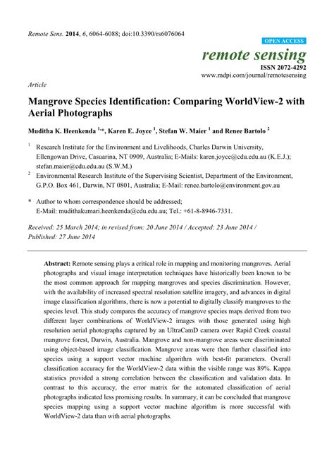 Mangrove Species Identification: Comparing Worldview-2 with Aerial ...