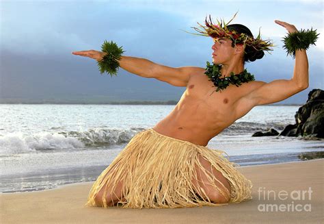 Male Hula Dancer performs on the beach. Photograph by Gunther Allen ...