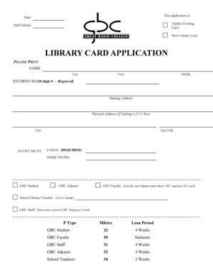 Library Card Application Form Template | pdfFiller