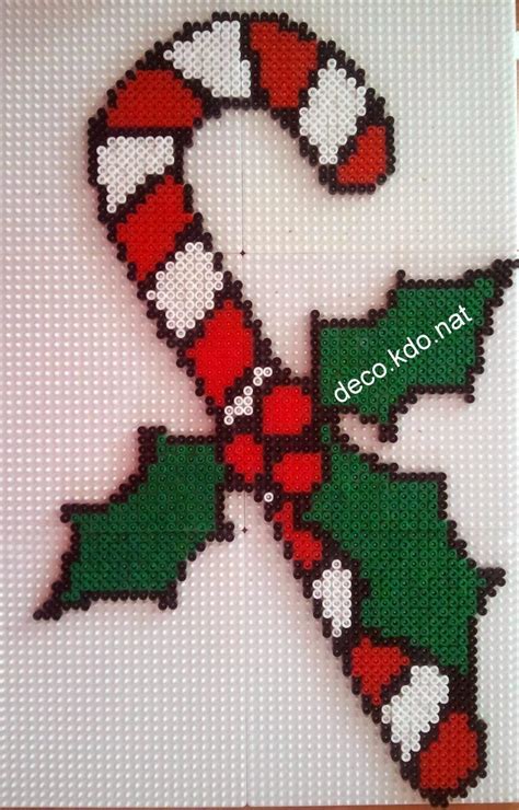 Candy cane -- perler beads | Christmas perler beads, Hama beads ...