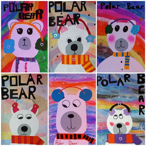 Northern lights polar bears - ART project - | Kindergarten art projects ...