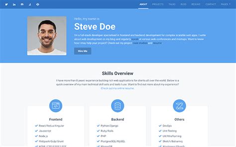 Free Bootstrap Resume/CV Template for Developers - Orbit