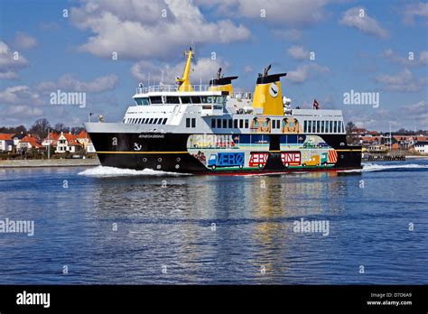 Ærøfærgerne M/F Ærøskøbing has just left its berth in Svendborg Stock Photo, Royalty Free Image ...