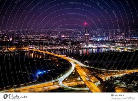 Vienna skyline at night vm Donauturm - a Royalty Free Stock Photo from ...