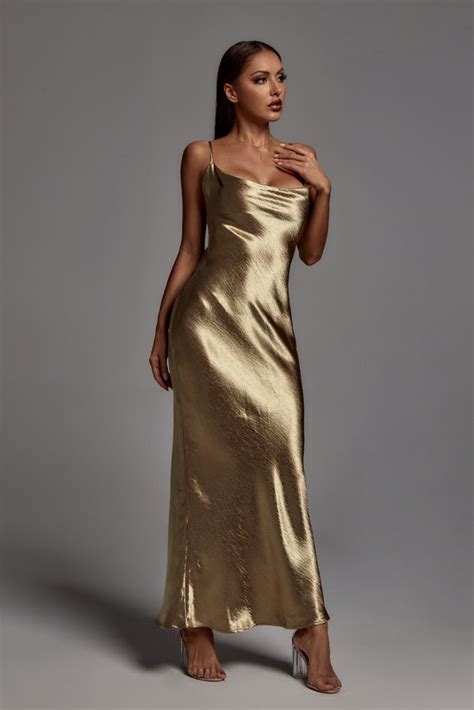 Alexis One Shoulder Sequin Dress | Gold maxi dress, Backless maxi ...