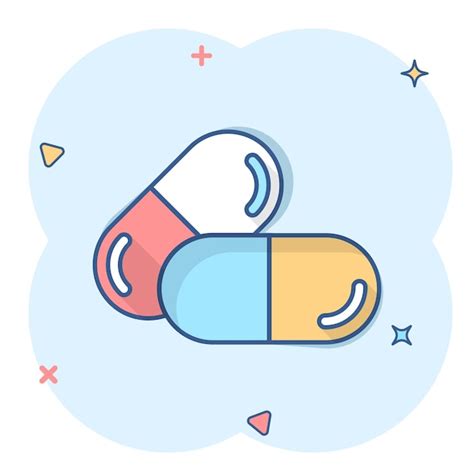 Premium Vector | Pill capsule icon in comic style Drugs cartoon vector ...