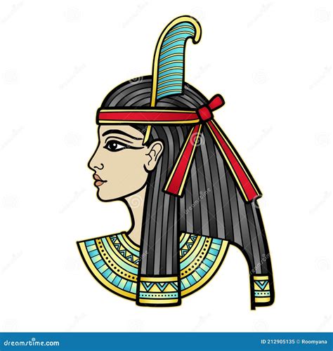 Animation Color Portrait of Beautiful Egyptian Woman. Goddess Maat ...