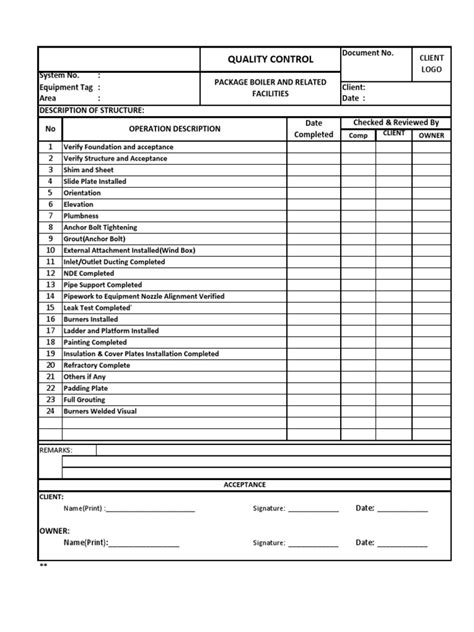 Boiler Inspection Form