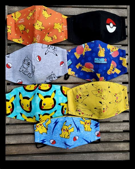 Pikachu Face Mask Pokemon Face Mask Pikachu Mask Pokeball - Etsy