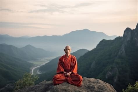 Premium AI Image | Yoga exercises a buddhist monk is meditating in the ...