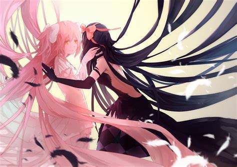 Mahou Shoujo Madoka Magica, Kaname Madoka, Akemi Homura, Feathers, Anime, Anime girls HD ...