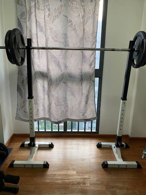 Squat rack with bar and weights, Sports Equipment, Other Sports ...