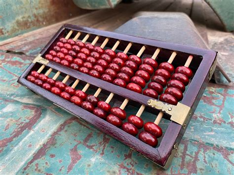 Vintage Chinese Abacus Diamond Brand, 77 Beads, Red Wood, Manual Calculator, Gift for Accountant ...