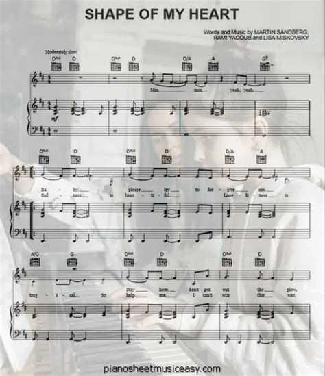 shape of my heart backstreet boys sheet music - D Major