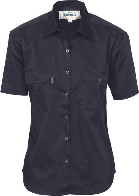 LADIES DNC WORKWEAR COTTON DRILL WORK SHIRT SHORT SLEEVE