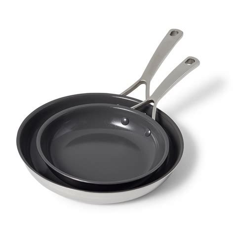 Sur La Table Classic 5-Ply Ceramic Nonstick Stainless Steel Skillet Set ...