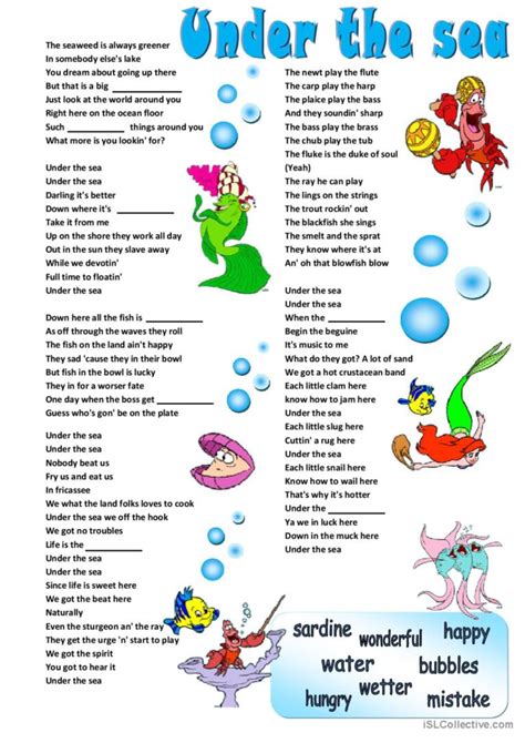 song- Under the Sea (The Little Merm…: English ESL worksheets pdf & doc