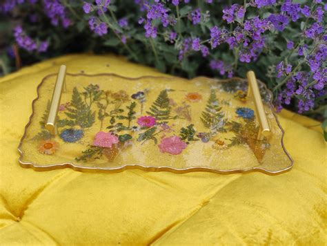 Handmade Pressed Flower Resin Tray. Handles Can Be Added for - Etsy
