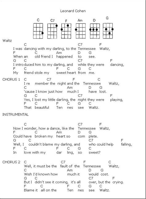 tenessee waltz: | Ukulele songs, Ukelele chords ukulele songs, Guitar lessons songs