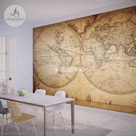 Vintage Map Wall Mural, Self Adhesive Photo Mural – ARTBEDDING