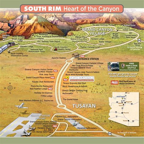 Area Map - Grand Canyon South Rim | Grand canyon south, Grand canyon ...