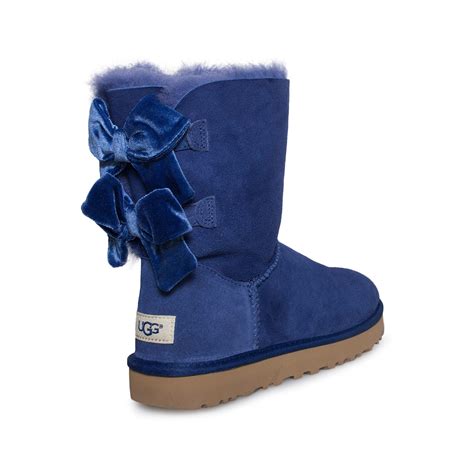 UGG Bailey bow II Velvet Ribbon Sky Blue Boots - MyCozyBoots