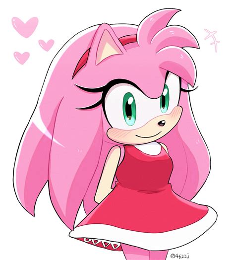 Amy with long hair/quills | art by: 호비 : r/SonicTheHedgehog