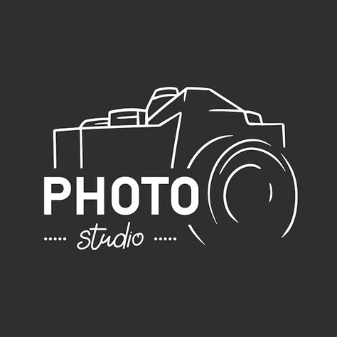 Premium Vector | Hand drawn Camera Photography logo studio photo on black background